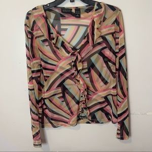 Mesh long sleeve blouse